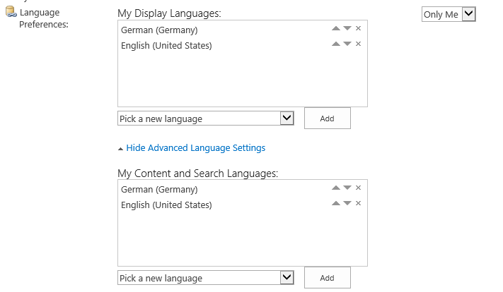 user language looks good in SharePoint central admin